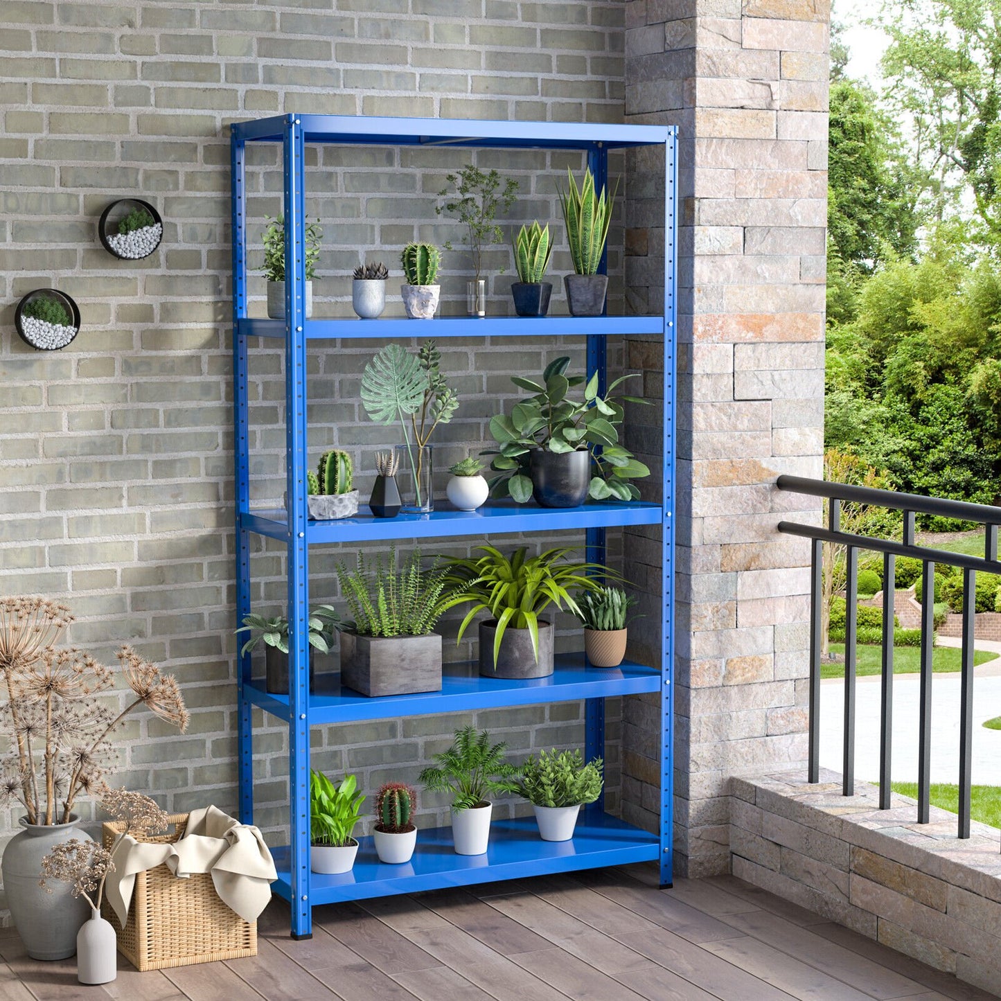 5-Tier Metal Utility Storage Rack for Free Combination, Blue - Gallery Canada