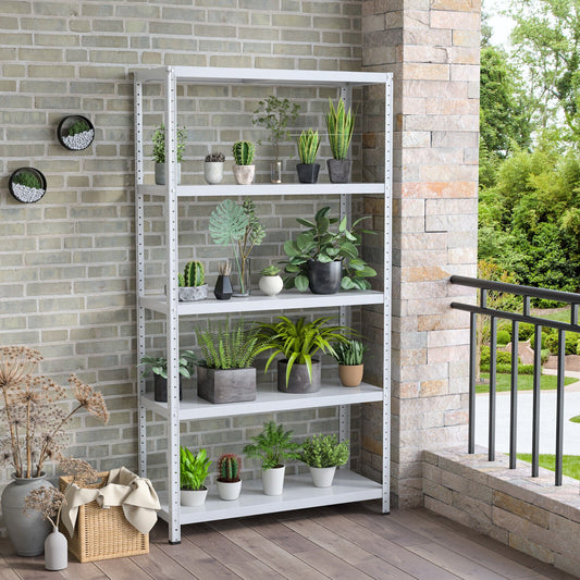 5-Tier Metal Utility Storage Rack for Free Combination, White - Gallery Canada