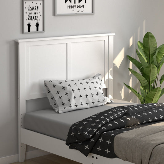 Solid Wood Flat Panel Headboard for Twin-size Bed, White - Gallery Canada