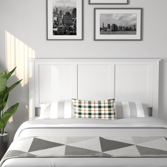 Full Wood Headboard Flat Panel with Pre-drilled Holes and Height Adjustment, White - Gallery Canada