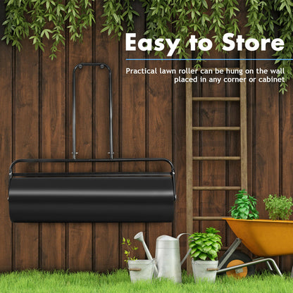 24 x 13 Inch Tow Lawn Roller, Water Filled Metal Push Roller, Black Lawn Care Tools at Gallery Canada