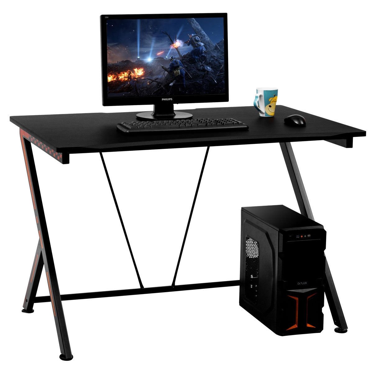 Home Office Modern Ergonomic Study Computer Desk for Small Space, Black - Gallery Canada