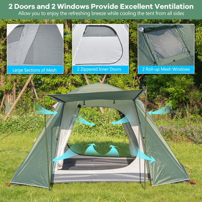4-6 Person Camping Tent with Front Porch, Green at Gallery Canada