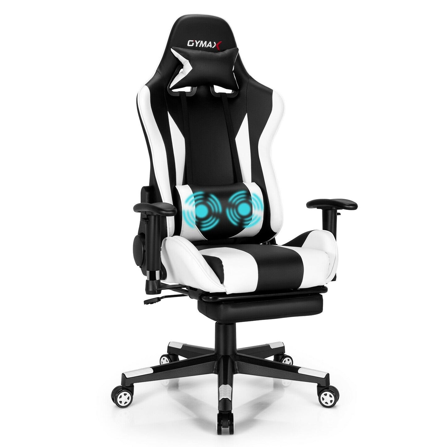 High Back Ergonomic Massage Computer Gaming Chair with USB Massage Lumbar Pillow, Black at Gallery Canada