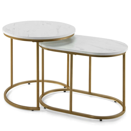 Modern Nesting Coffee Table Set of 2, White - Gallery Canada