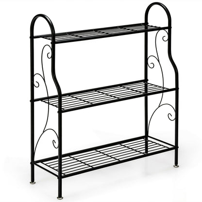 3-Tier Scrollwork Designed Metal Plant Stand, Black Plant Stands at Gallery Canada