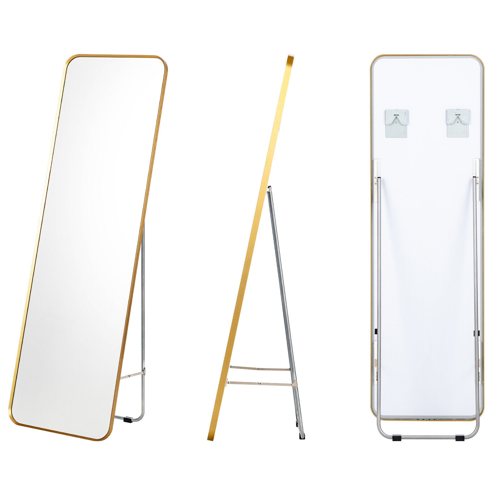 Full Length Wall Mounted Hanging Mirror, Golden Floor Mirrors Golden at Gallery Canada