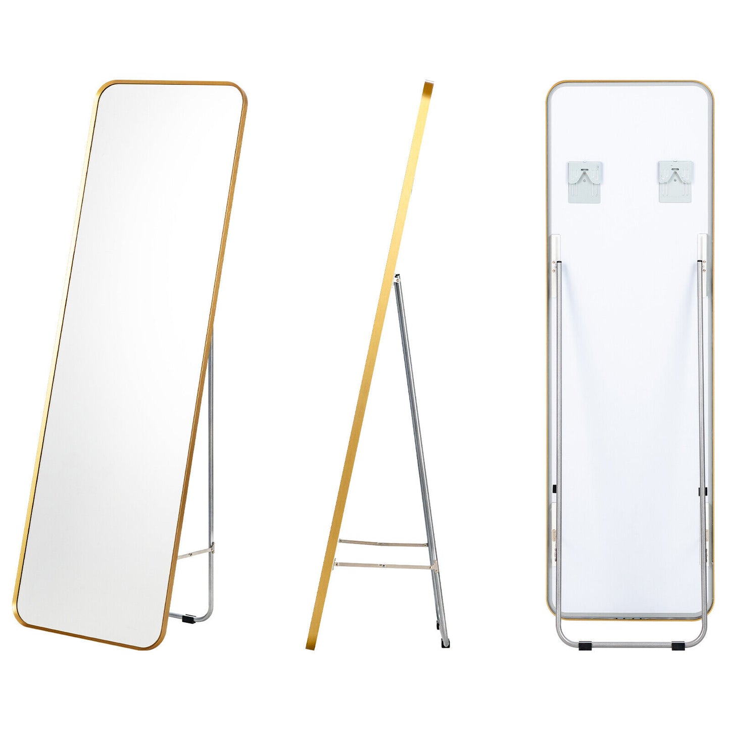Full Length Wall Mounted Hanging Mirror, Golden Floor Mirrors Golden at Gallery Canada