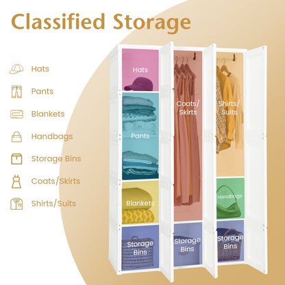 Foldable Armoire Wardrobe Closet with 10 Cubes, White Clothing & Closet Storage at Gallery Canada