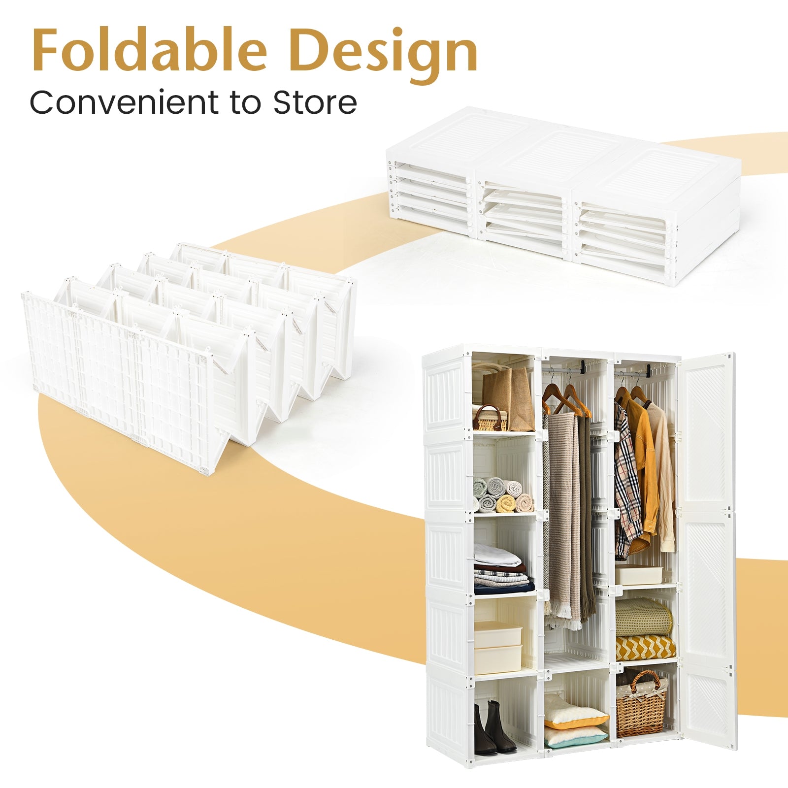 Foldable Armoire Wardrobe Closet with 10 Cubes, White Clothing & Closet Storage at Gallery Canada