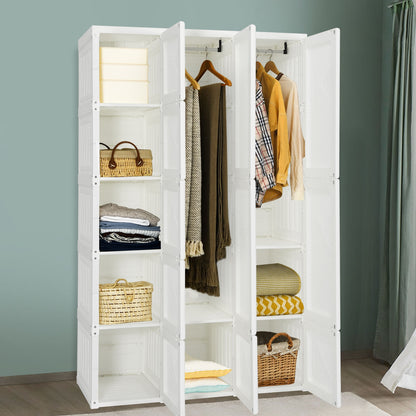 Foldable Armoire Wardrobe Closet with 10 Cubes, White Clothing & Closet Storage at Gallery Canada