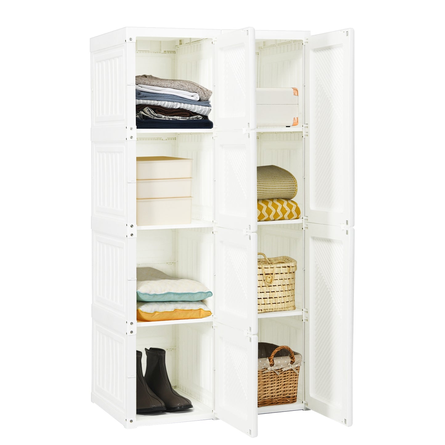 Foldable Armoire Wardrobe Closet with 8 Cubby Storage, White Clothing & Closet Storage at Gallery Canada