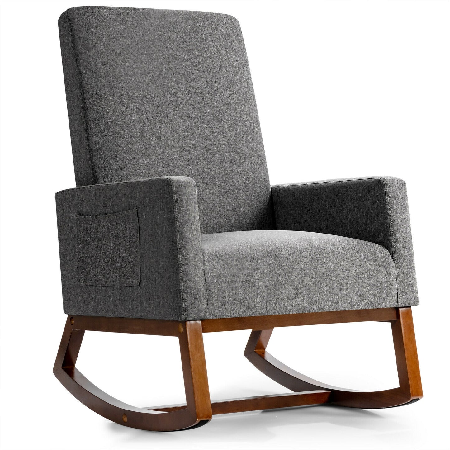 Rocking High Back Upholstered Lounge Armchair, Gray Accent Chairs Gray at Gallery Canada
