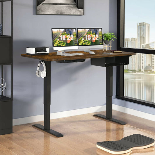 48-inch Electric Height Adjustable Standing Desk with Control Panel, Brown - Gallery Canada