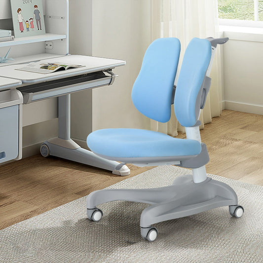 Adjustable Height Student Chair with Sit-Brake Casters and Lumbar Support for Home and School, Blue - Gallery Canada