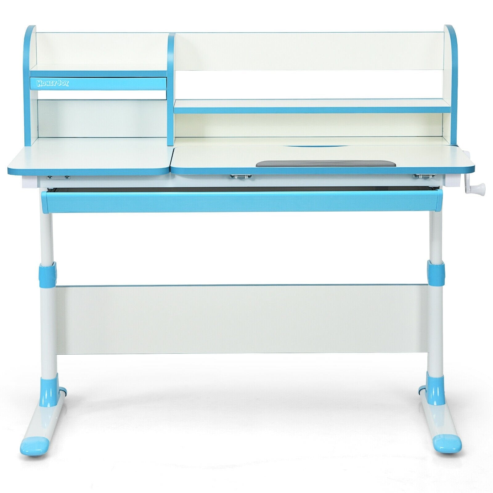 Adjustable Height Study Desk with Drawer and Tilted Desktop for School and Home, Blue - Gallery Canada