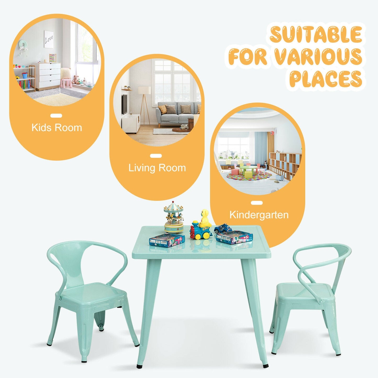 27-Inch Kids Square Steel Table Play Learn Activity Table, Blue Kids Table & Chair Sets at Gallery Canada