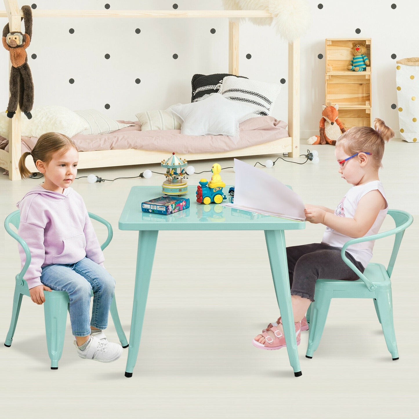 27-Inch Kids Square Steel Table Play Learn Activity Table, Blue Kids Table & Chair Sets at Gallery Canada