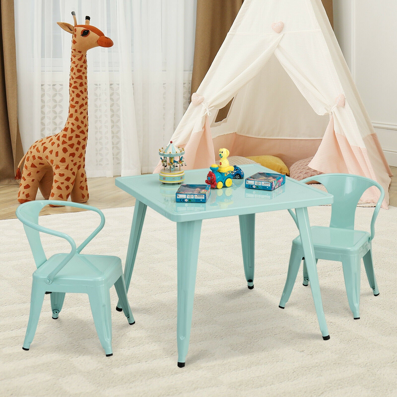 27-Inch Kids Square Steel Activity Table, Blue Kids Table & Chair Sets at Gallery Canada
