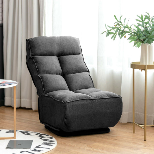 360-Degree Swivel Folding Floor Chair with 6 Adjustable Positions, Gray - Gallery Canada