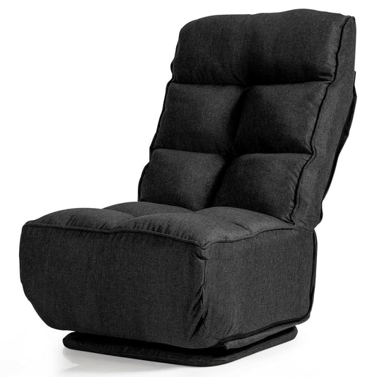 360-Degree Swivel Folding Floor Chair with 6 Adjustable Positions, Black - Gallery Canada