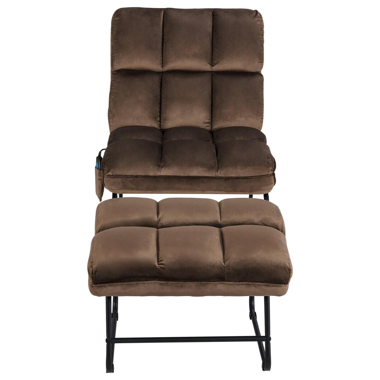 Massage Chair Velvet Accent Sofa Chair with Ottoman and Remote Control, Brown - Gallery Canada