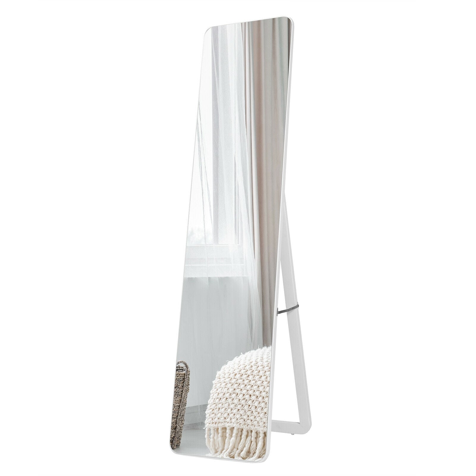 Frameless Wall Mountable Floor Mirror, Full Length, White Floor Mirrors at Gallery Canada