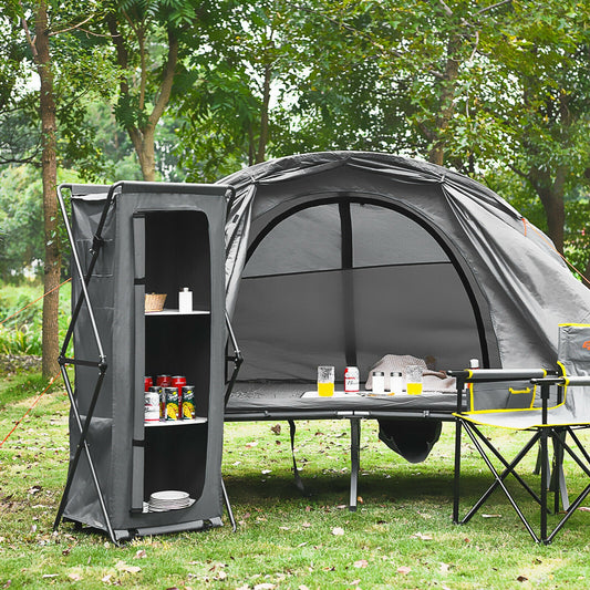 Folding Pop-Up Cupboard, Compact Camping Storage Cabinet, XL, Gray Camping Furniture Gray at Gallery Canada