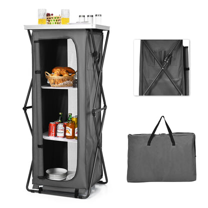 Folding Pop-Up Cupboard, Compact Camping Storage Cabinet, XL, Gray Camping Furniture at Gallery Canada