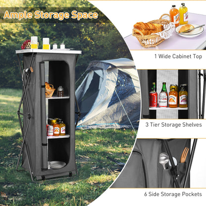 Folding Pop-Up Cupboard, Compact Camping Storage Cabinet, XL, Gray Camping Furniture at Gallery Canada