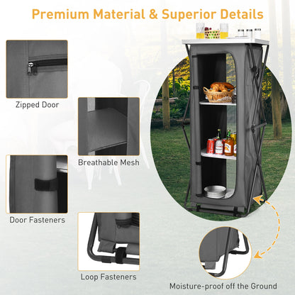 Folding Pop-Up Cupboard, Compact Camping Storage Cabinet, XL, Gray Camping Furniture at Gallery Canada
