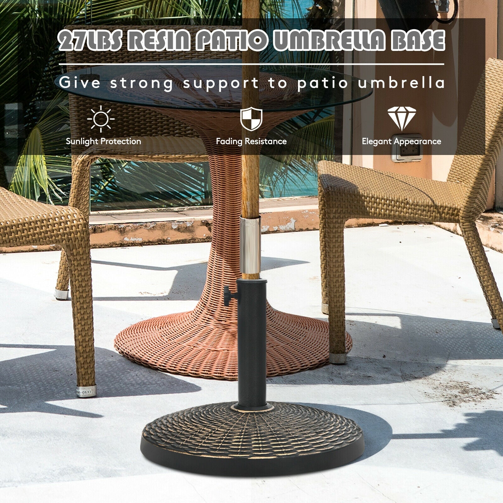 27 lbs Patio Market Umbrella Base Stand, Bronze Outdoor Umbrella Bases at Gallery Canada