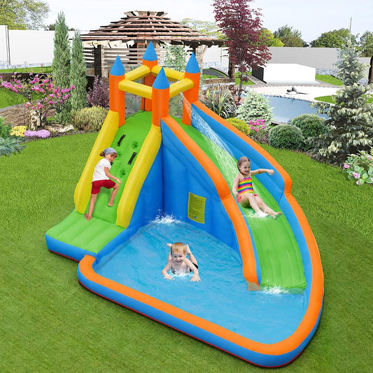 Kids Inflatable Water Slide Bouncing House with Carrying Bag and 480W Blower - Gallery Canada