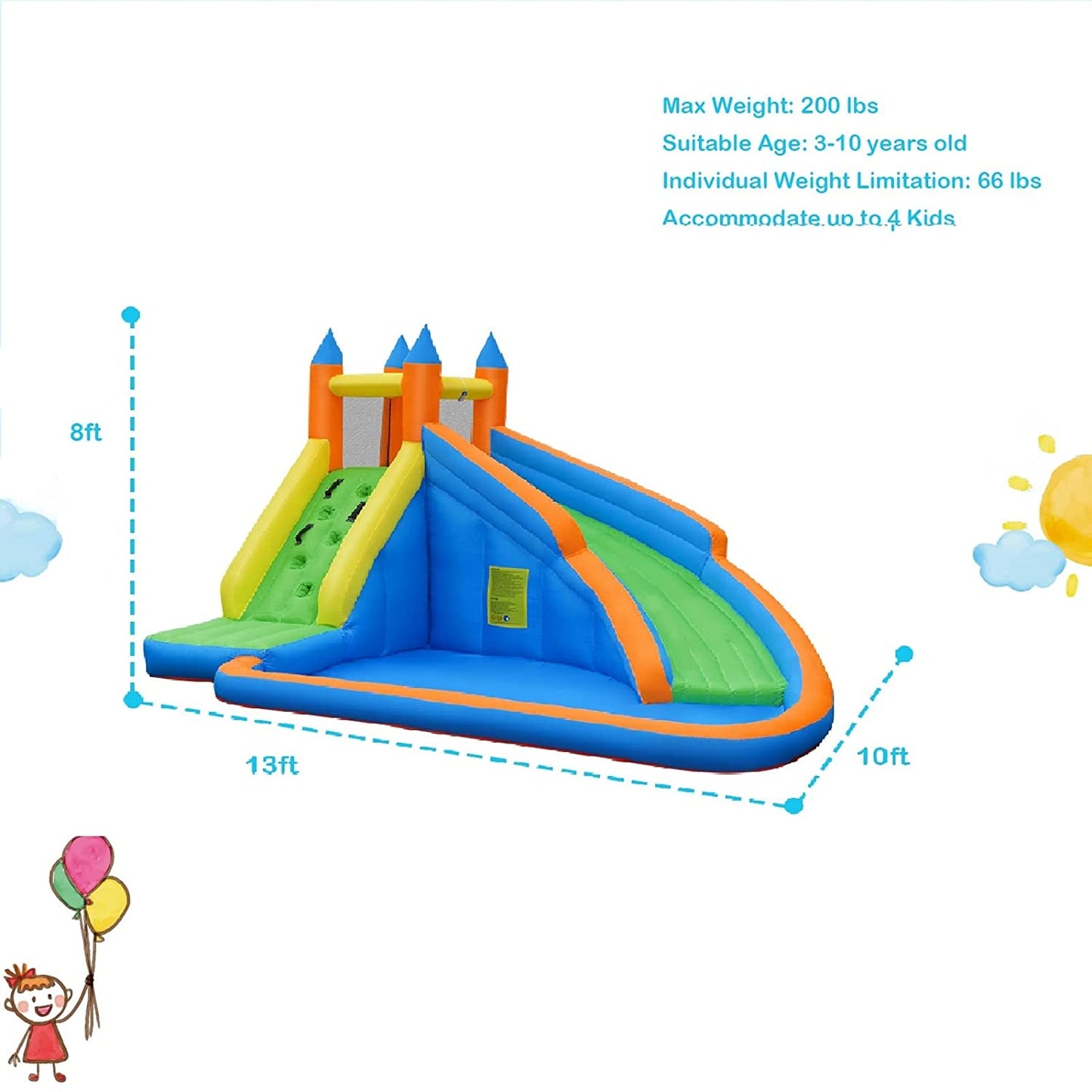 Kids Inflatable Water Slide Bouncing House with Carrying Bag and 480W Blower Bounce House at Gallery Canada