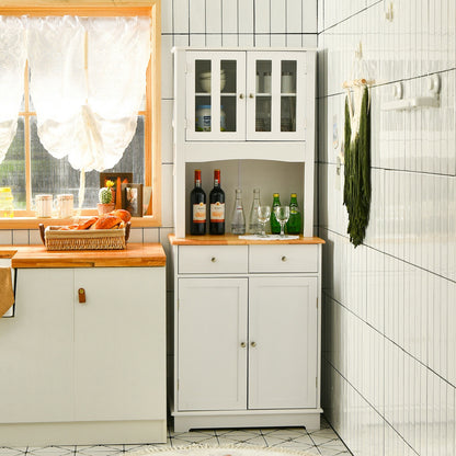 Kitchen Pantry Cabinet with Wood Top and Hutch, White Sideboards Cabinets & Buffets at Gallery Canada