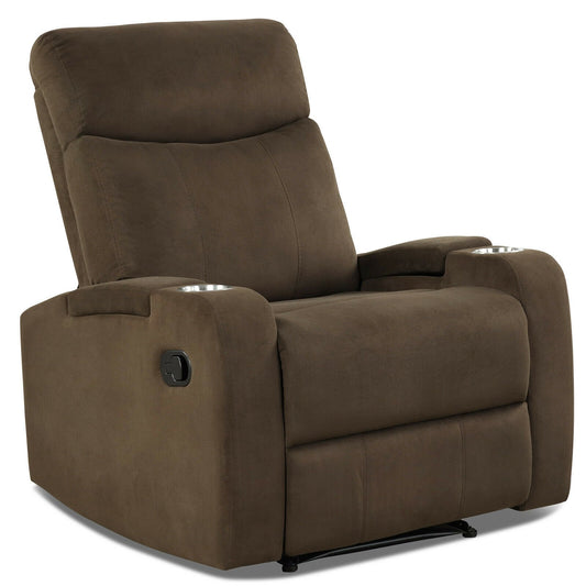 Recliner Chair Single Sofa Lounger with Arm Storage and Cup Holder for Living Room, Brown at Gallery Canada