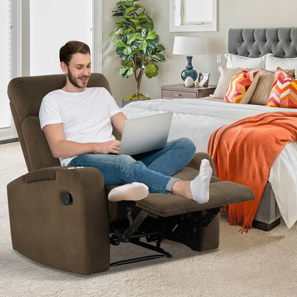 Recliner Chair Single Sofa Lounger with Arm Storage and Cup Holder for Living Room, Brown - Gallery Canada
