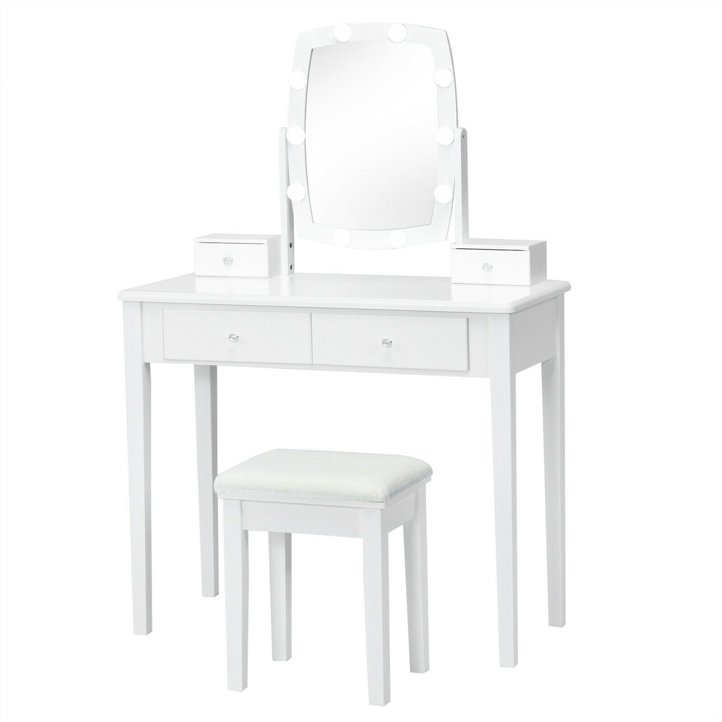 Vanity Table Set With Lighted Mirror, White Makeup Vanities White at Gallery Canada