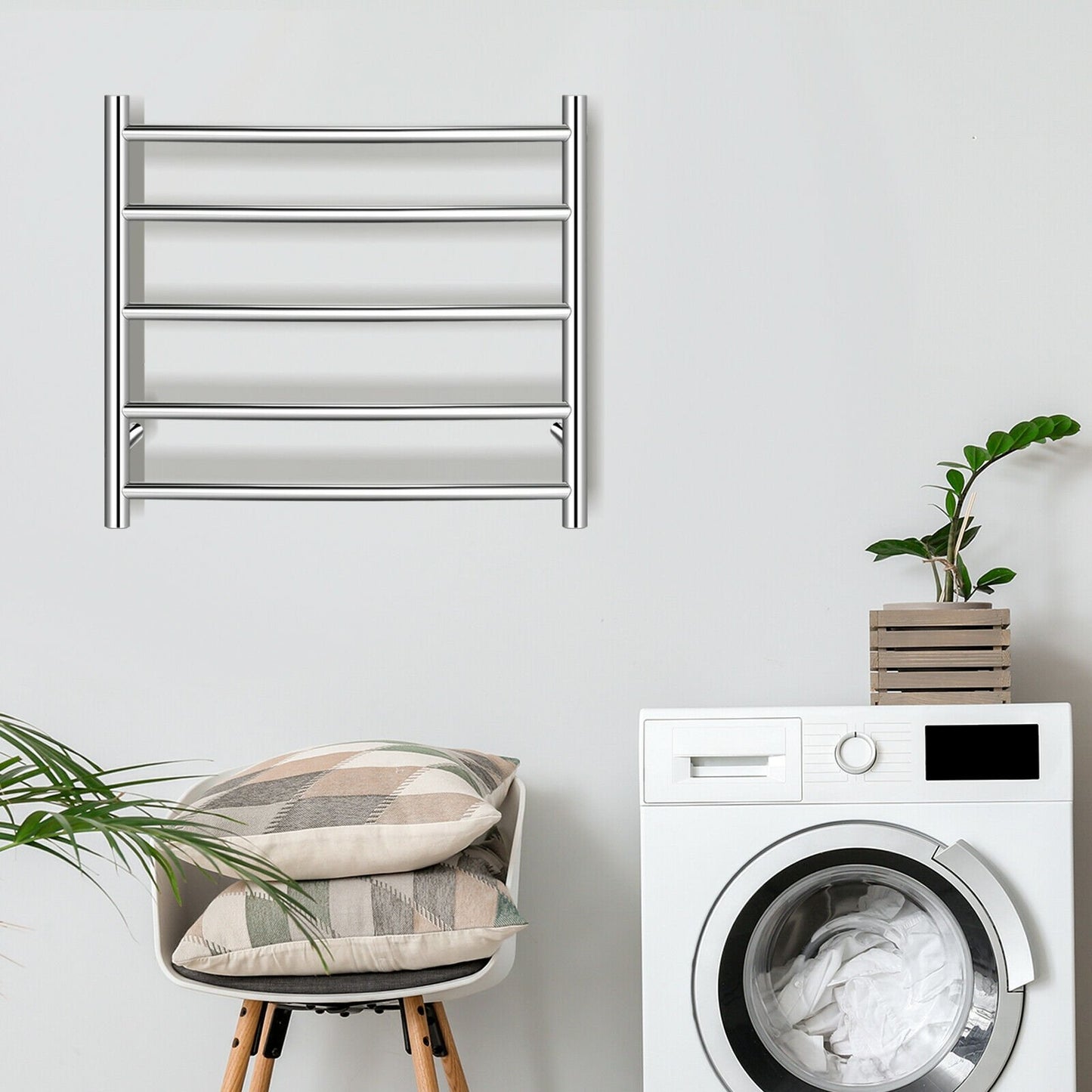 Electric Heated Towel Warmer Wall Mount Drying Rack 304 Stainless Steel, Silver at Gallery Canada