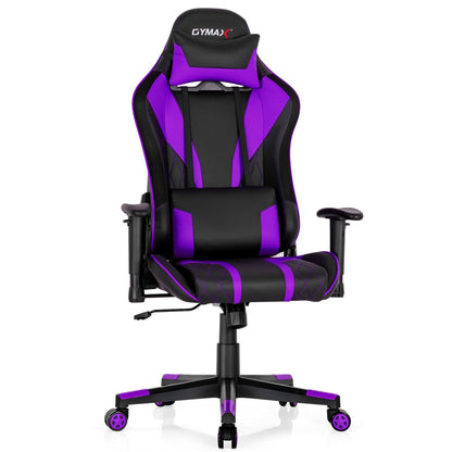Gaming Chair Adjustable Swivel Computer Chair with Dynamic LED Lights, Purple - Gallery Canada