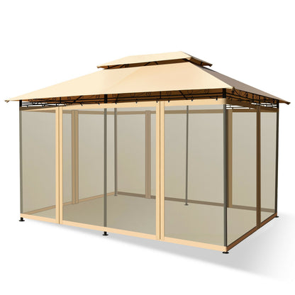 10 Feet x 13 Feet Tent Canopy, Removable Netting Sidewall, Tan Gazebos at Gallery Canada