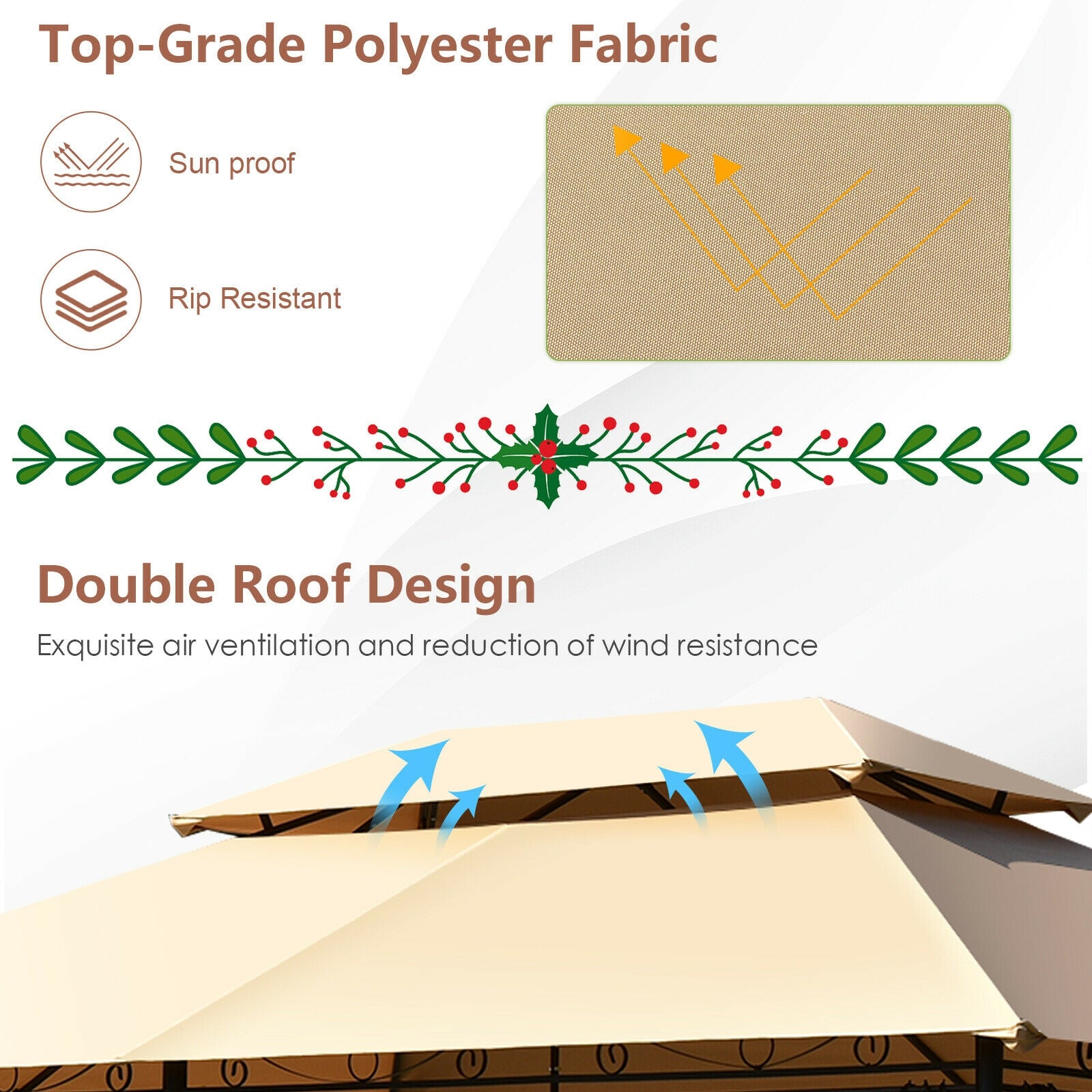 10 Feet x 13 Feet Tent Canopy Shelter with Removable Netting Sidewall, Tan Gazebos at Gallery Canada