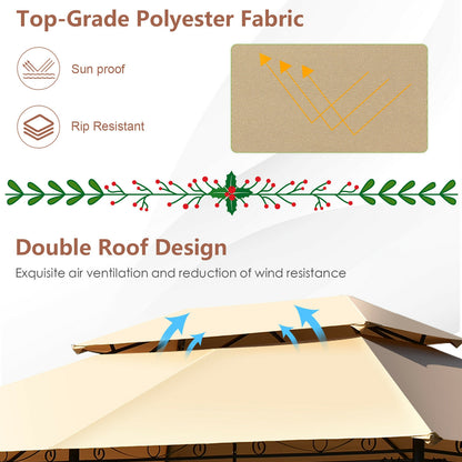 10 Feet x 13 Feet Tent Canopy Shelter with Removable Netting Sidewall, Tan Gazebos at Gallery Canada