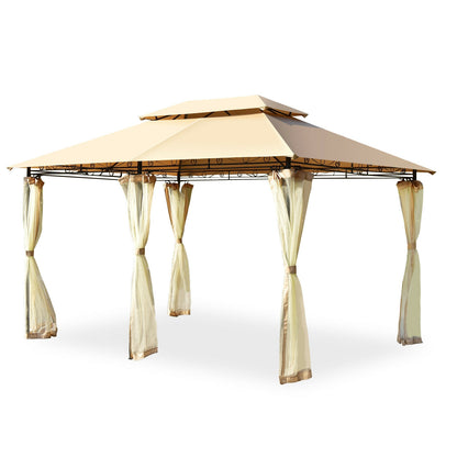 10 Feet x 13 Feet Tent Canopy Shelter with Removable Netting Sidewall, Tan Gazebos at Gallery Canada