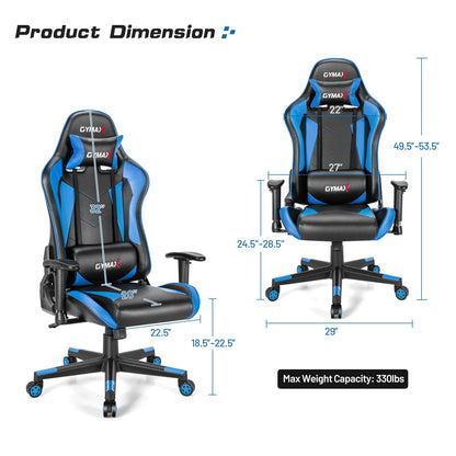 Gaming Chair Adjustable Swivel Racing Style Computer Office Chair, Blue - Gallery Canada