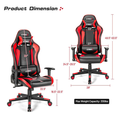 Gaming Chair Adjustable Swivel Racing Style Computer Office Chair, Red - Gallery Canada