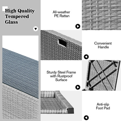 8 Pieces Patio Rattan Furniture Set with Storage Waterproof Cover and Cushion, Turquoise Outdoor Sectionals at Gallery Canada