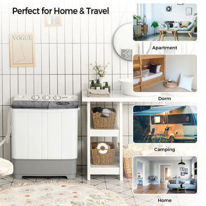 2-in-1 Portable 22lbs Capacity Washing Machine with Timer Control, Gray Washing Machines at Gallery Canada