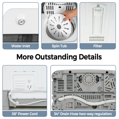 2-in-1 Portable 22lbs Capacity Washing Machine with Timer Control, Gray Washing Machines at Gallery Canada