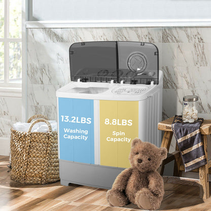 2-in-1 Portable 22lbs Capacity Washing Machine with Timer Control, Gray Washing Machines at Gallery Canada